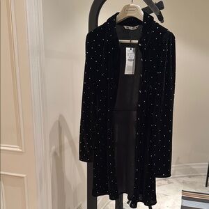Black Velvet Jacket with Silver Accents Zara dress